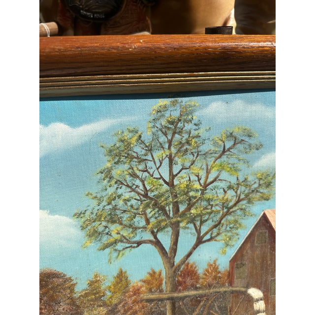 1990s Watermill and House Waterside Landscape Painting, Signed by the Artist, Framed For Sale - Image 4 of 10