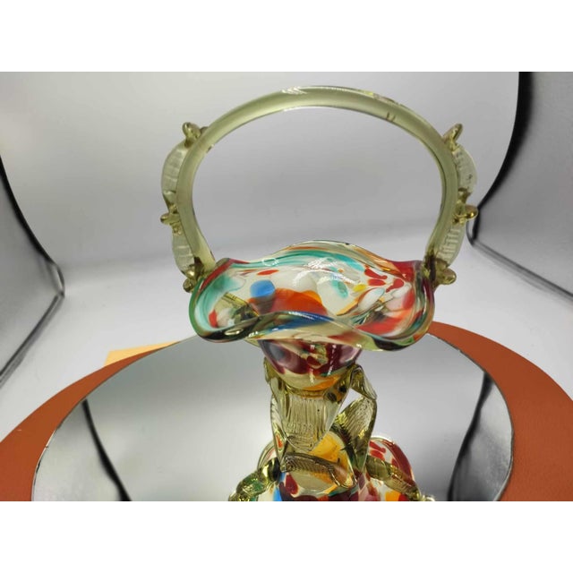 Colorful Glass Basket Plate from the Ząbkowice Steelworks, 1970s For Sale - Image 3 of 6