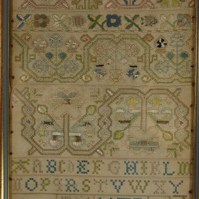 17th Century Antique Charles II Band Sampler, 1672, by e.y For Sale - Image 5 of 18