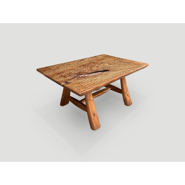 2010s Andrianna Shamaris Minimalist Hand Carved Teak Wood Side Table or Coffee Table For Sale - Image 5 of 18