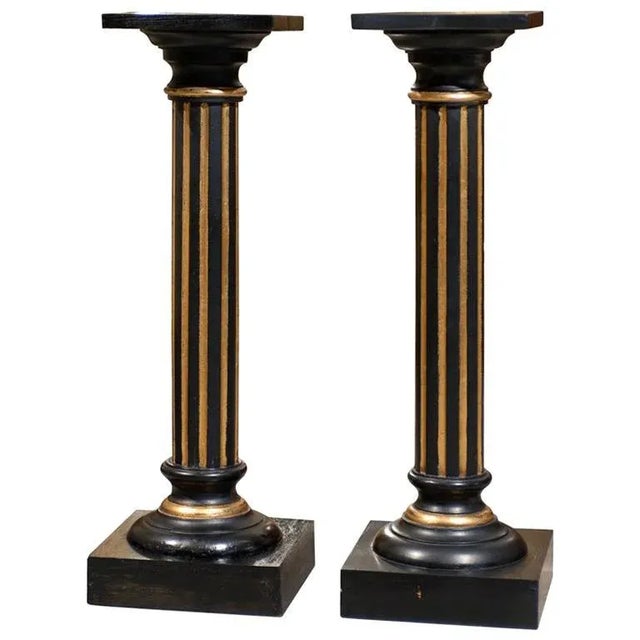 Black Antique Swedish Neoclassical Late Empire Pedestals - a Pair For Sale - Image 8 of 8