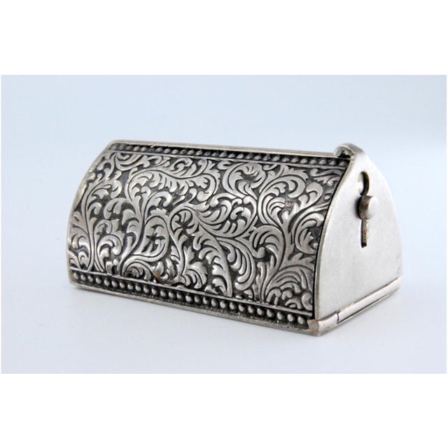 Silver Toothpick Holder with Nickel-Plated Applications For Sale - Image 3 of 11
