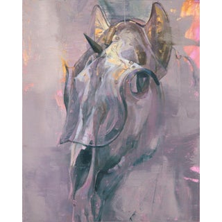 Unicorn Style by Elena Burykina | Oil on panel depiction of a stylized unicorn head For Sale