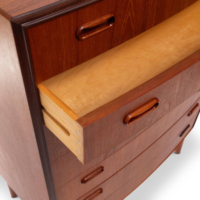 1960s Vintage Danish Mid-Century Teak Seven-Drawer Tallboy Dresser 1960s For Sale - Image 5 of 7