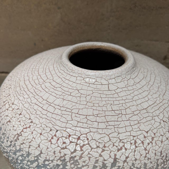 Ceramic Handcrafted Ceramic Vase Vessel Textured Crawl or "Crackle" Glaze For Sale - Image 7 of 10