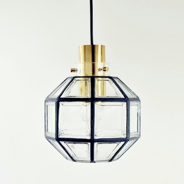 Stunning mid-century modern octagonal glass pendants/ceiling lights from limburg, germany's leading glasswork, renowned...