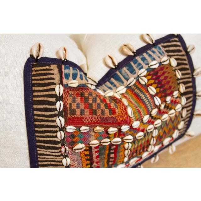 19th Century Diamond Himalayas Tribal Antique Linen Pillow For Sale - Image 5 of 7