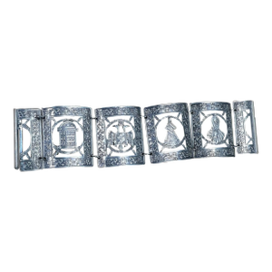 MRT Peruvian Sterling Silver Wide Panel Story Bracelet
