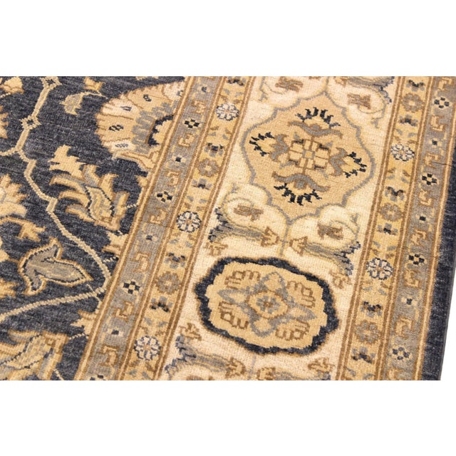 1990s Chic Ziegler Bluish Gray Ivory Hand-Knotted Wool Rug - 8'2'' X 9'8'' For Sale In New York - Image 6 of 7