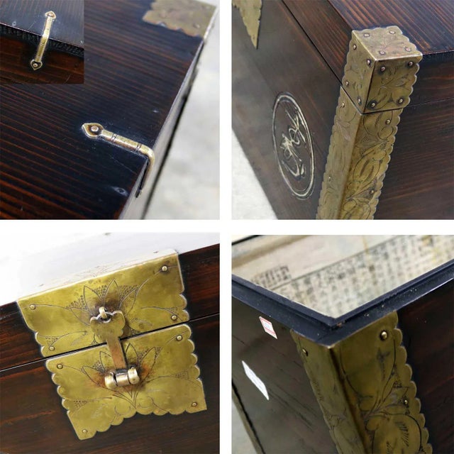 Antique Korean Trunk Chest or Box Circa 1920s With Luck and Longevity Characters For Sale - Image 12 of 13