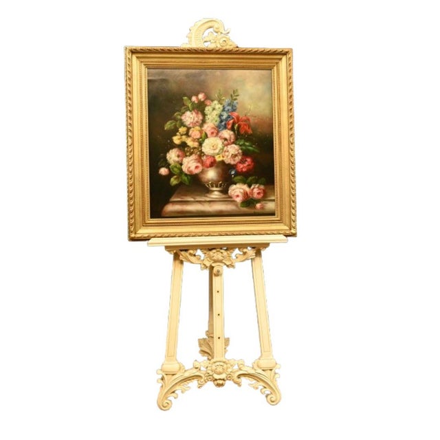 Regency Style Still Life with Floral Spray, 1980s, Oil on Canvas, Framed For Sale - Image 12 of 12