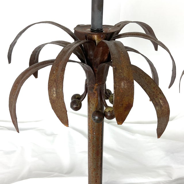 2020s Rustic Rust Iron Palm Lamps Large - a Pair For Sale - Image 5 of 13