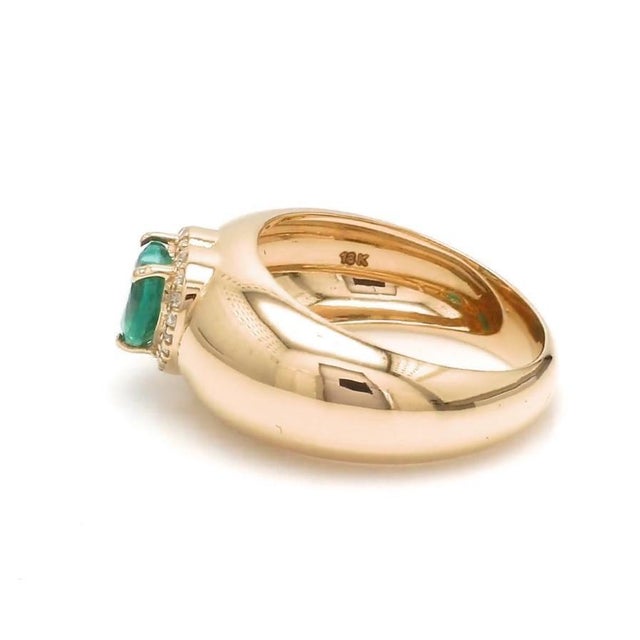 Natural 0.78 cts Zambian emerald & 0.09 cts diamond heart ring in 18k gold For Sale - Image 13 of 18