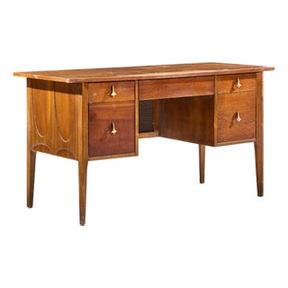Broyhill Brasilia Mid Century Walnut and Brass Desk For Sale