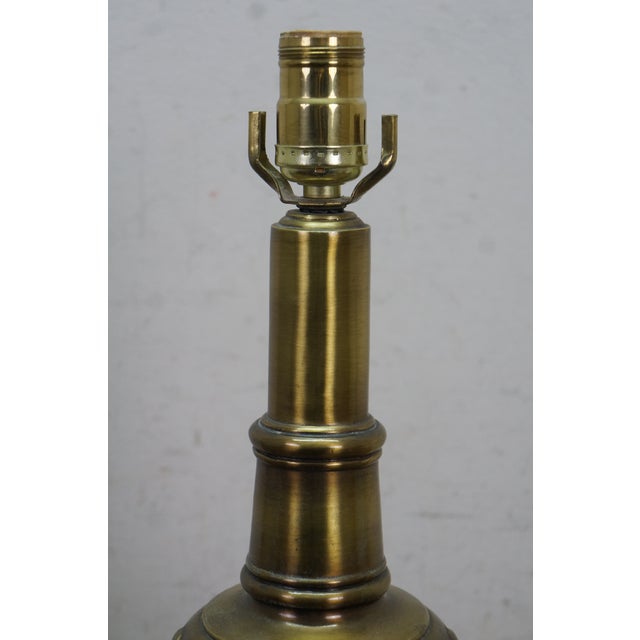 Vintage Brass Hollywood Regency Baluster Oil Lantern Table Lamp For Sale - Image 4 of 14
