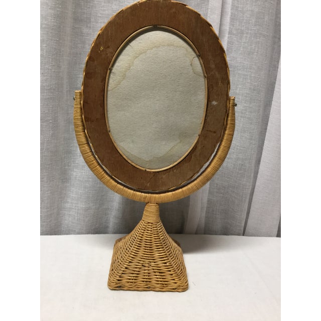 Vintage Wicker and Rattan Vanity Mirror Chairish