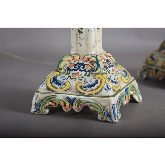 French Rouen Faience Table Lamps, 1890s, Set of 2 For Sale - Image 14 of 18