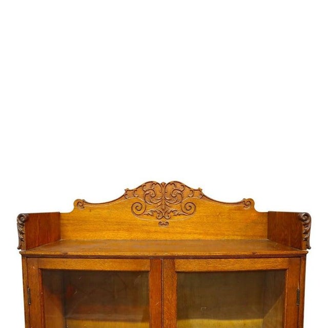 R. J. Horner & Co. Rj Horner Carved Oak 2-Door Bookcase Unsigned C1920 For Sale - Image 4 of 14