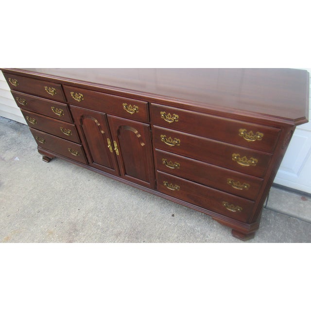 Traditional 1980s Ethan Allen Georgian Court Dresser Cherry Designer For Sale - Image 3 of 13
