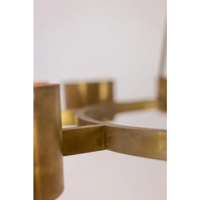 Italian Circular Chandelier in Matte Golden Brass For Sale - Image 5 of 7