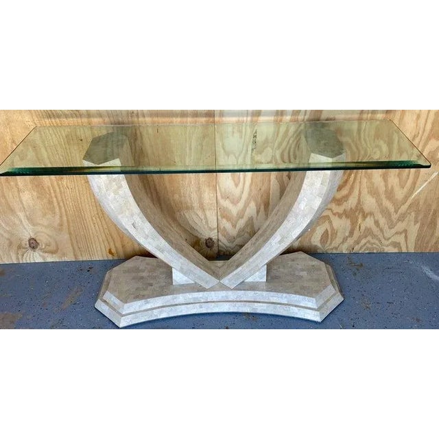 Maitland - Smith Late 20th Century Modern Tessellated Stone Console Table & Mirror Robert Marcius /Maitland Smith For Sale - Image 4 of 10