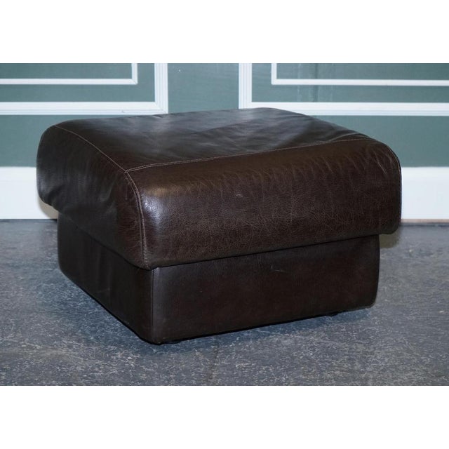 Vintage Brown Leather Ottoman For Sale - Image 5 of 11