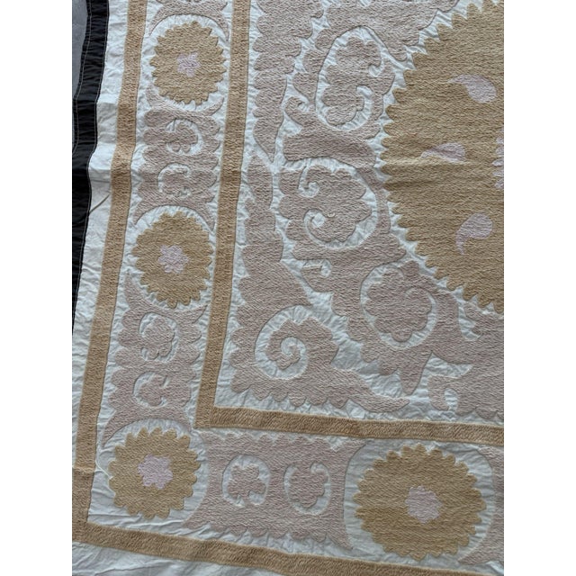 Vintage Embroidered Asian Suzani Wall Decor 4' X 4'5'' For Sale - Image 4 of 6