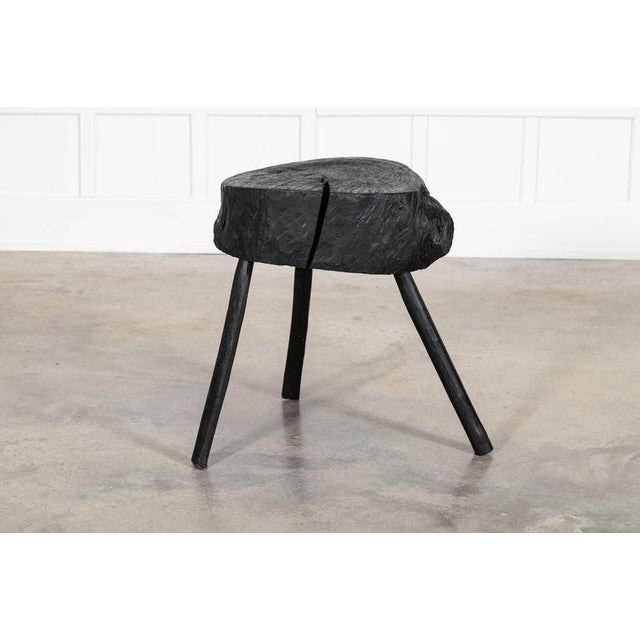 19th Century French Ebonised Vernacular Elm Chopping Block Table For Sale - Image 5 of 12