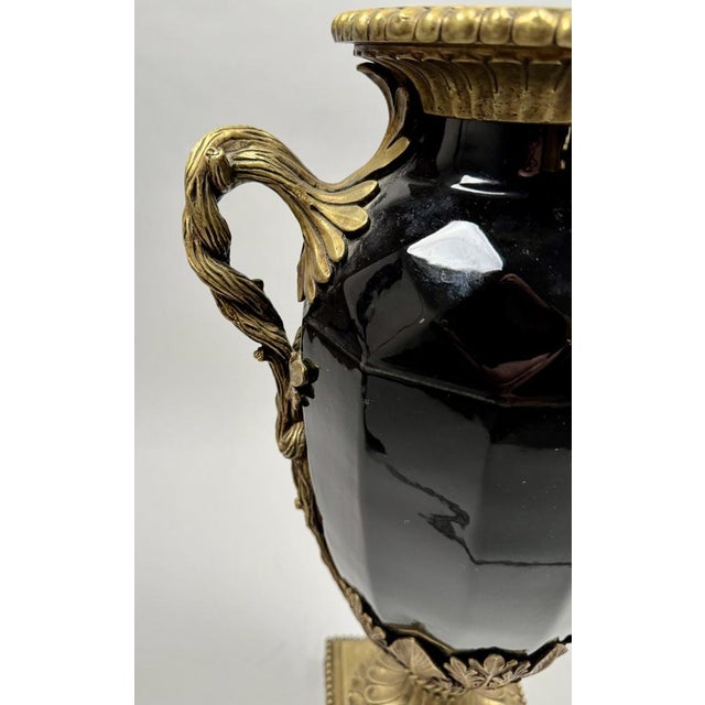Large Black Ceramic and Bronze Vase, 1880 For Sale - Image 9 of 13