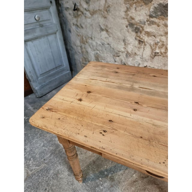 Antique French Pine and Beech Country Dining Table or Desk with Drawer, 1920s-1930s For Sale - Image 16 of 18
