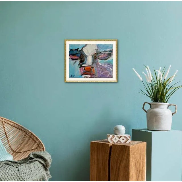 Contemporary Abstract Cow (Purple) Oil Painting Original Art For Sale - Image 3 of 5