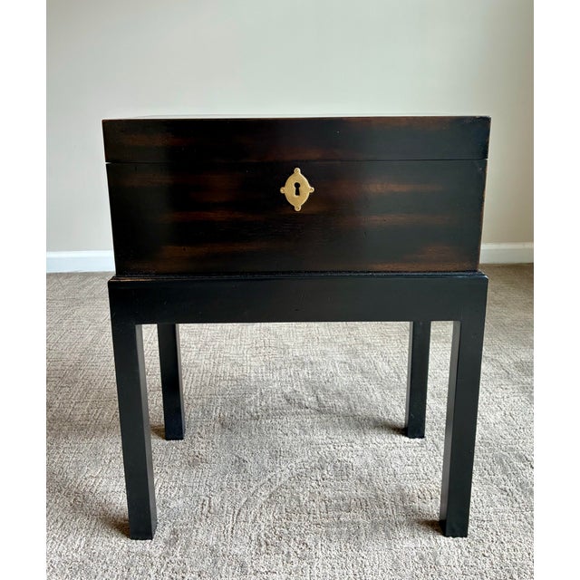Late 20th Century Late 20th Century Pair of John-Richard Ebonized Storage End Tables With Brass Hardware For Sale - Image 5 of 11