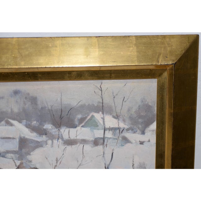 Emmanuil Abramovich Kaminski (B.1927) Winter Landscape W/ Barn C.1970 For Sale In San Francisco - Image 6 of 8