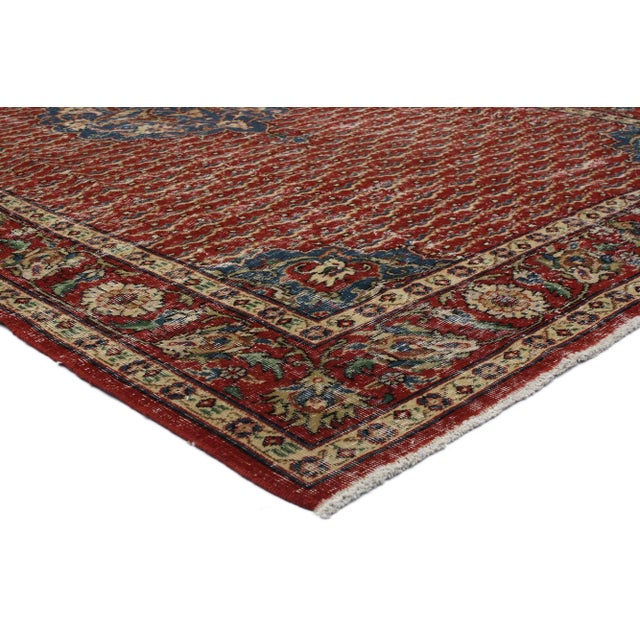 51538 Rustic Vintage Turkish Sivas Rug, 06'07 X 10'01. ​Rustic charm meets traditional sensibility in this hand knotted...
