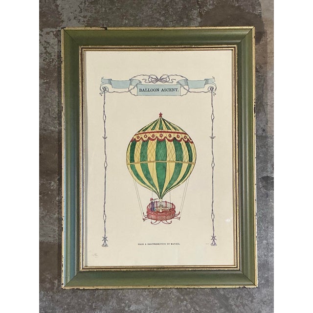Vintage Framed Hot Air Balloon Print For Sale - Image 10 of 12