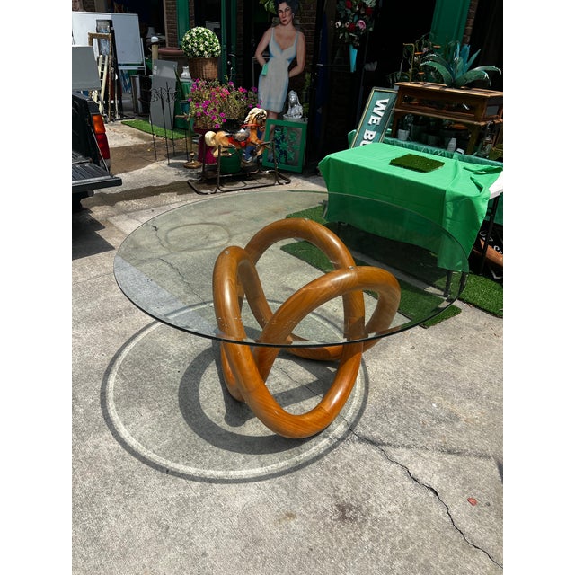 Wood 1970s Wooden Knot Dining Table With Glass Top For Sale - Image 7 of 10