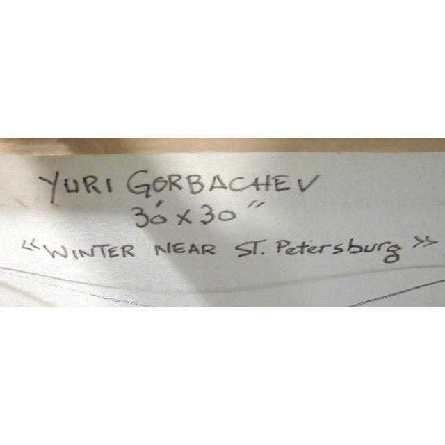 Blue Yuri Gorbachev "Winter Near St. Petersburg" Original Oil Painting Canvas, Russia For Sale - Image 8 of 8