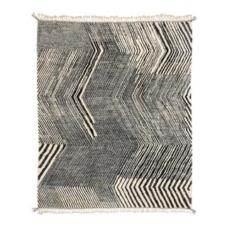 Bold Chevron Hand-Knotted Moroccan Wool Rug | 13'0" X 10'6" | One of a Kind For Sale