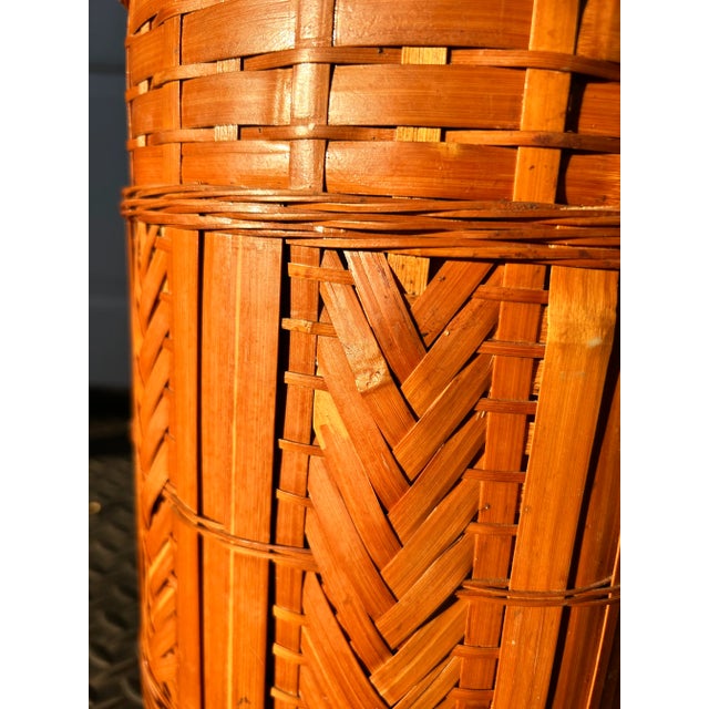 Traditional Late 20th Century Tall Cylindrical Woven Basket For Sale - Image 3 of 6