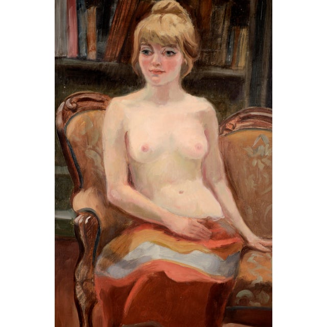 American Demure Nude Figurative in Library by Margaret Wherry Ziegler For Sale - Image 3 of 5