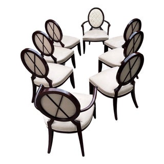 8 Barbara Barry Baker Klismos X Oval Dining Side Captains Chairs Neoclassical For Sale