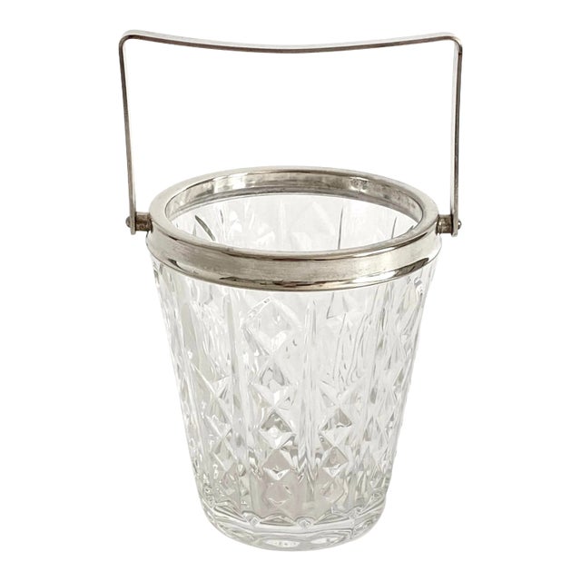 1980s Italian Silver Rimmed Ice Bucket For Sale