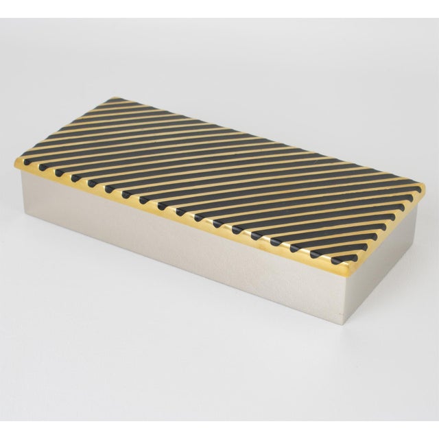 Gold Giacomo Sinopoli for Liwan's Modernist Chrome and Bronze Box For Sale - Image 8 of 13