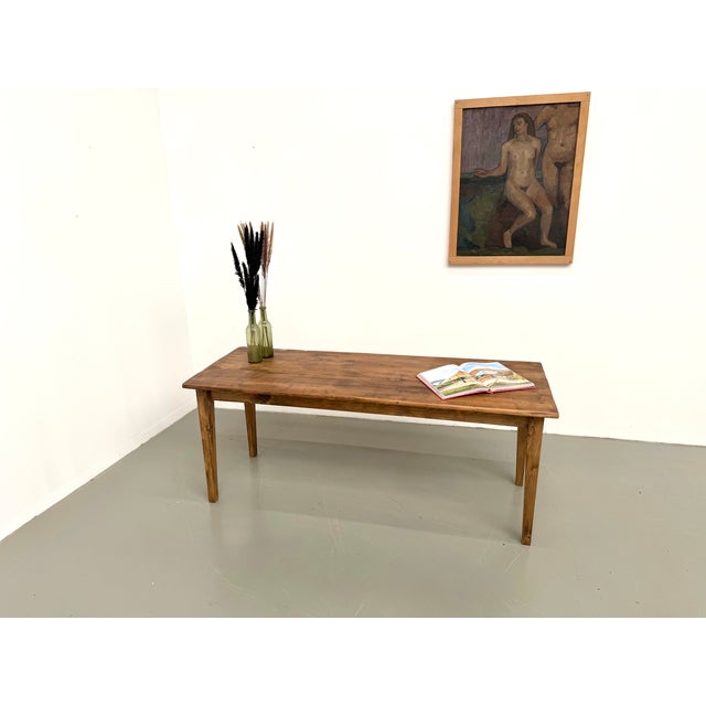 Pine Farmhouse Table with Tapered Legs, 1950s For Sale - Image 6 of 18