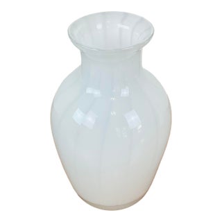 Vintage 1960s Murano White Bubbles Art Glass Vase / Vessel For Sale