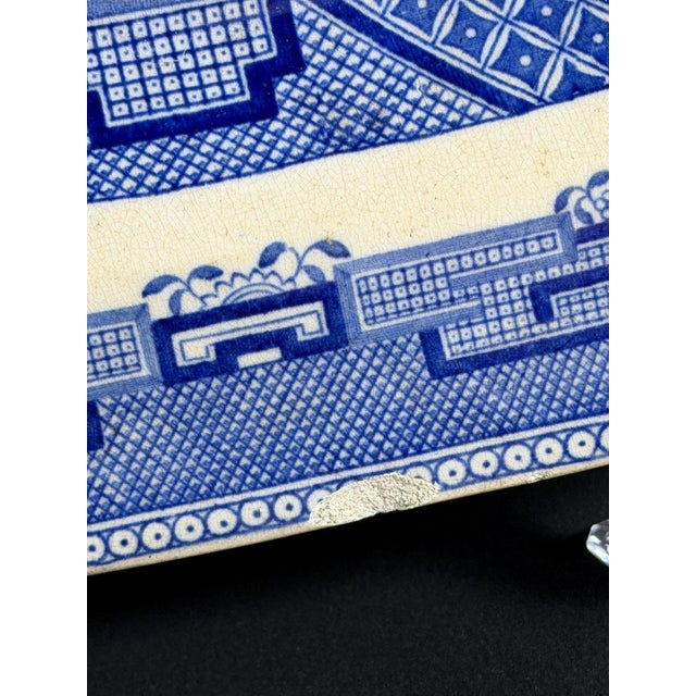 Ceramic Blue Transferware Platter by Thomas Fell, England, 1825 For Sale - Image 7 of 11