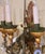 Gold Pair of Mid-Century Italian Tole and Porcelain Floral Three-Light Wall Sconces For Sale - Image 8 of 10