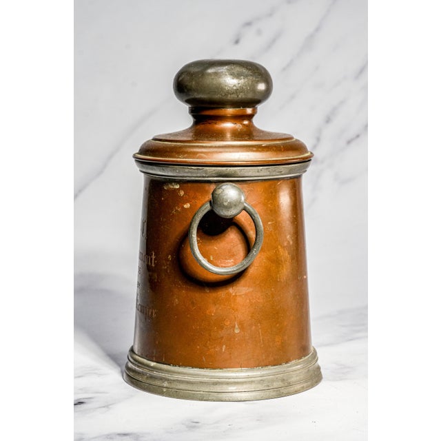 Copper Nice Antique Golf Trophy Copper Metal Humidor Lidded Jar Canister Sports Home Decor For Sale - Image 8 of 12