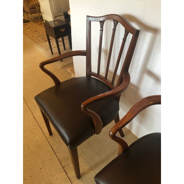 Wood Regency Style Mahogany & Chocolately Leather Desk Armchair -One Available For Sale - Image 7 of 8