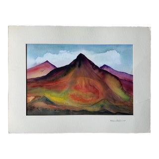 Late 20th Century Abstract Mountain Landscape Watercolor Painting by Frealon Norden Bibbins For Sale
